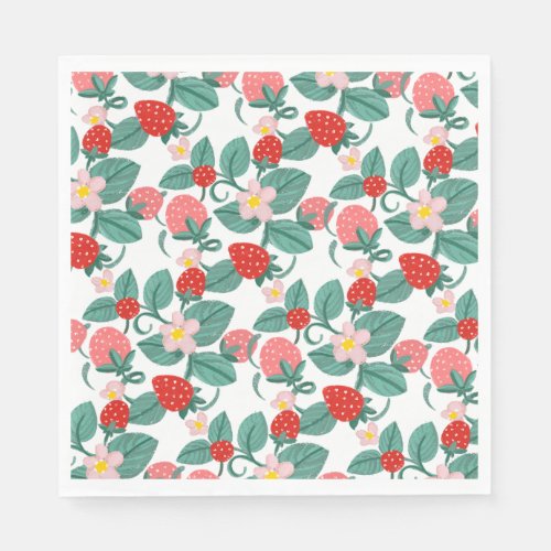 Illustrated Strawberry Berry Sweet Baby Shower Napkins