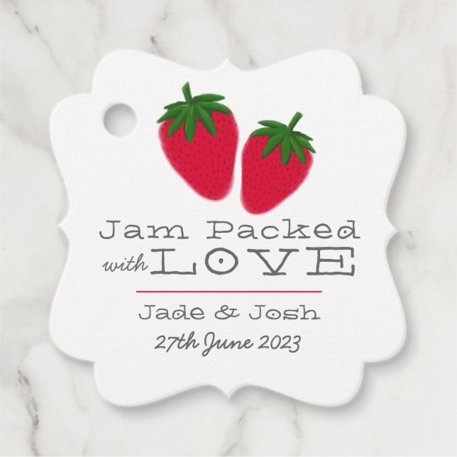 Illustrated Strawberry Jam Favor Tag (Front)