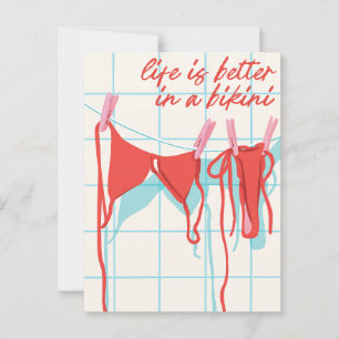 Illustrated Summer Swimwear Fun Quote Vacation Postcard