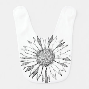 Illustrated Sunflower Baby Bib
