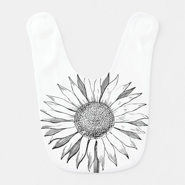Illustrated Sunflower Baby Bib (Front)