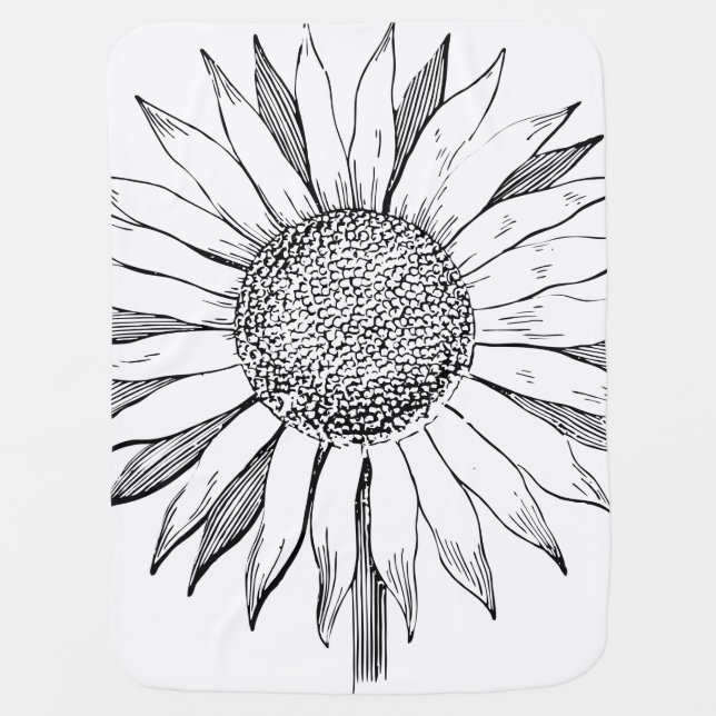 Illustrated Sunflower Baby Blanket (Front)