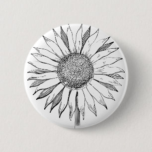 Illustrated Sunflower Button