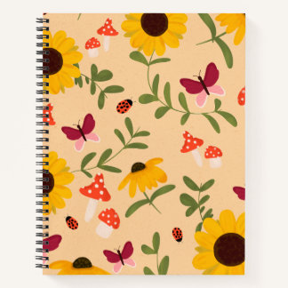 Illustrated Sunflower Hand-drawn pattern  Notebook