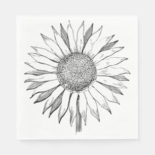 Illustrated Sunflower Napkins