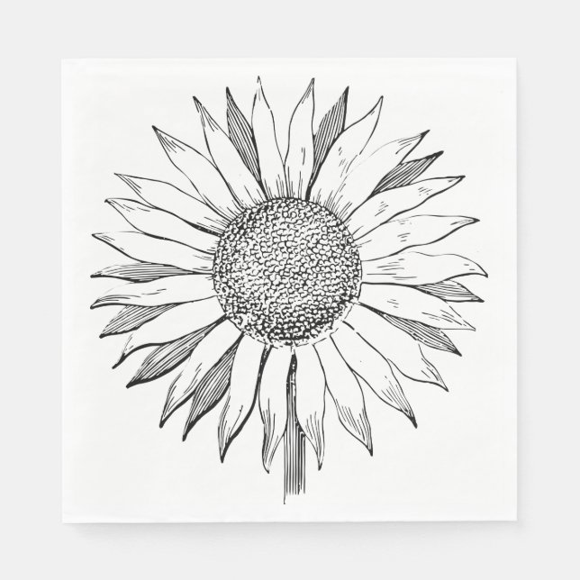 Illustrated Sunflower Napkins (Front)