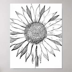 Flower bouquet with wildflowers - Black& White Pencil Line Sketch - Drawing  by MadliArt Poster for Sale by MadliArt