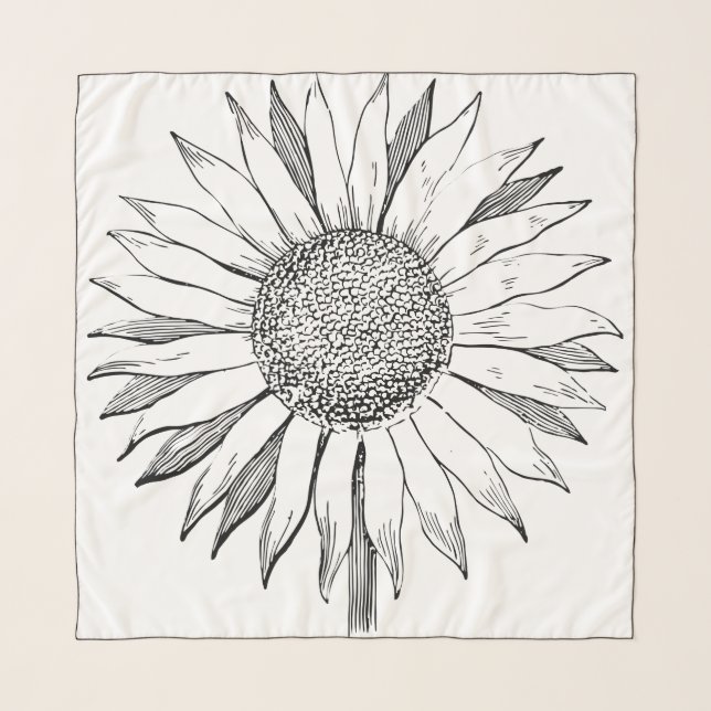 Illustrated Sunflower Scarf (Front)