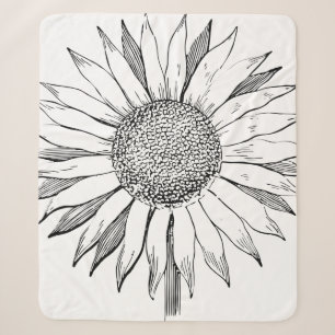 Illustrated Sunflower Sherpa Blanket