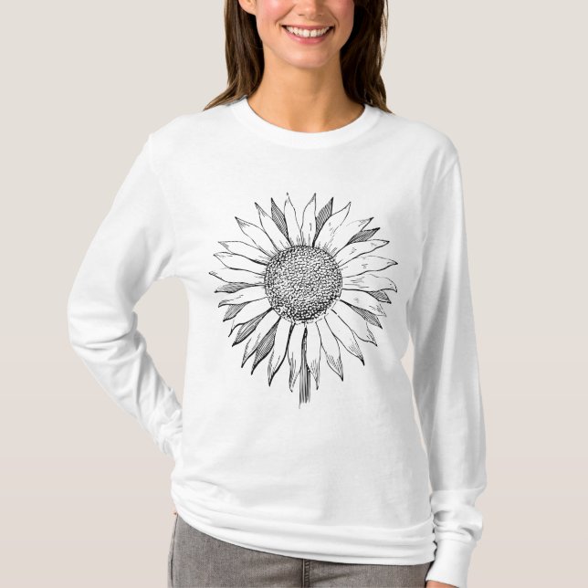 Illustrated Sunflower T-Shirt (Front)