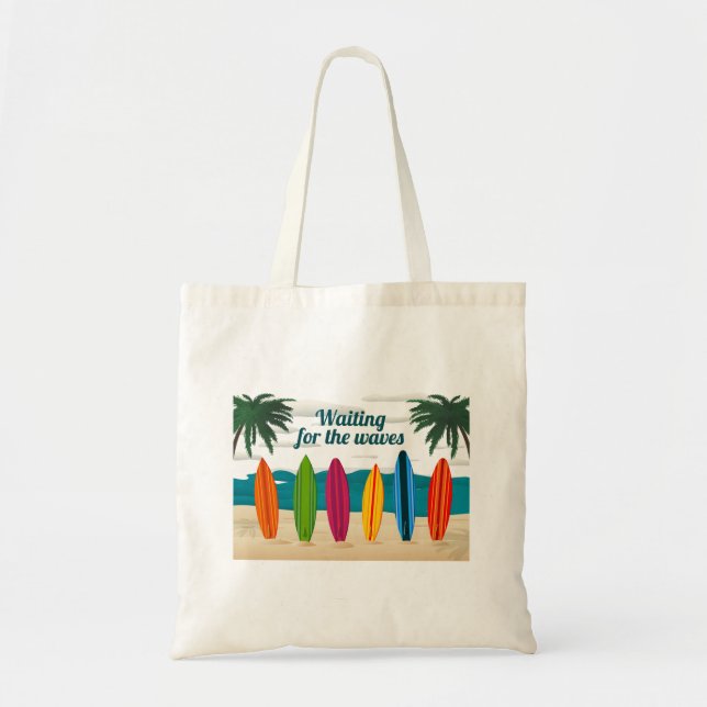 Illustrated Surf Boards Tote Bag (Front)