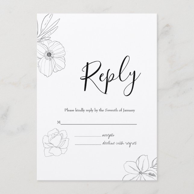 Illustrated Swan RSVP Wedding Enclosure Card (Front)