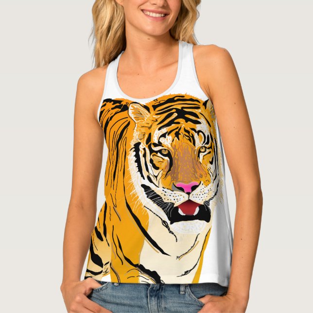 Illustrated Tiger Tank Top (Front)