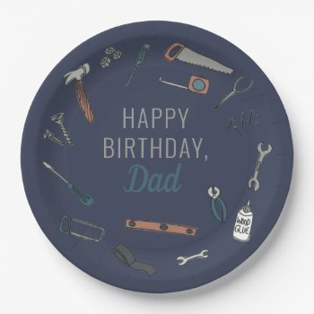 Illustrated Tools Design For Males/dad Paper Plates by ComicDaisy at Zazzle