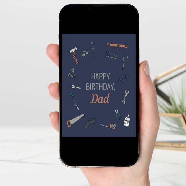 Illustrated tools Male birthday Dad Card (Front Digital)