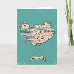 Illustrated Travel map Iceland Invitation