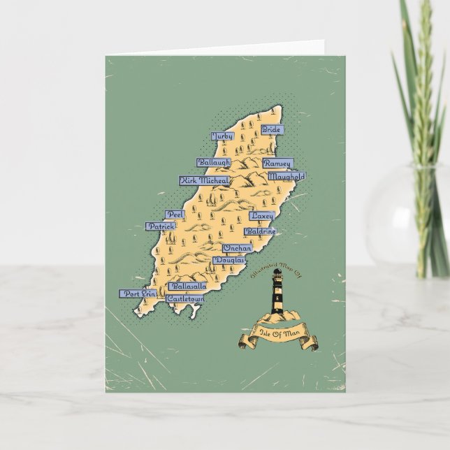 Illustrated Travel map Isle Of Man Invitation (Front)