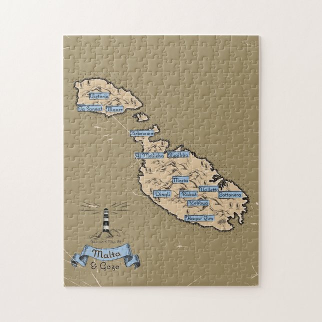 Illustrated Travel map Malta Jigsaw Puzzle (Vertical)