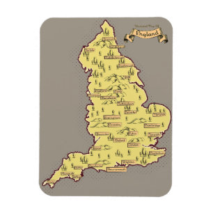 Illustrated Travel map of England Magnet