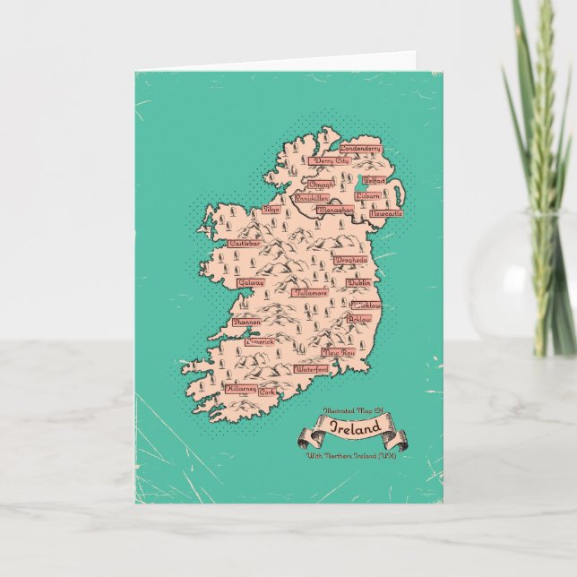 Illustrated Travel map of Ireland Invitation (Front)