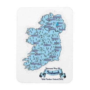 Illustrated Travel map of Ireland Magnet