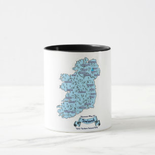 Illustrated Travel map of Ireland Mug