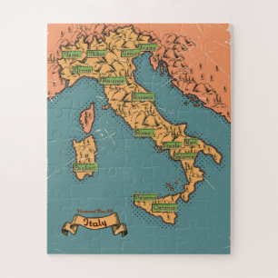 Illustrated Travel map Of Italy Jigsaw Puzzle