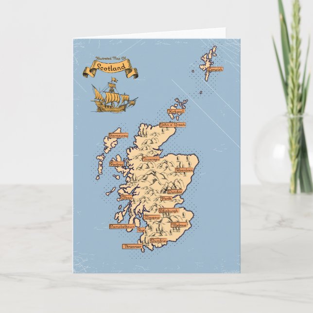 Illustrated Travel map of Scotland Invitation (Front)
