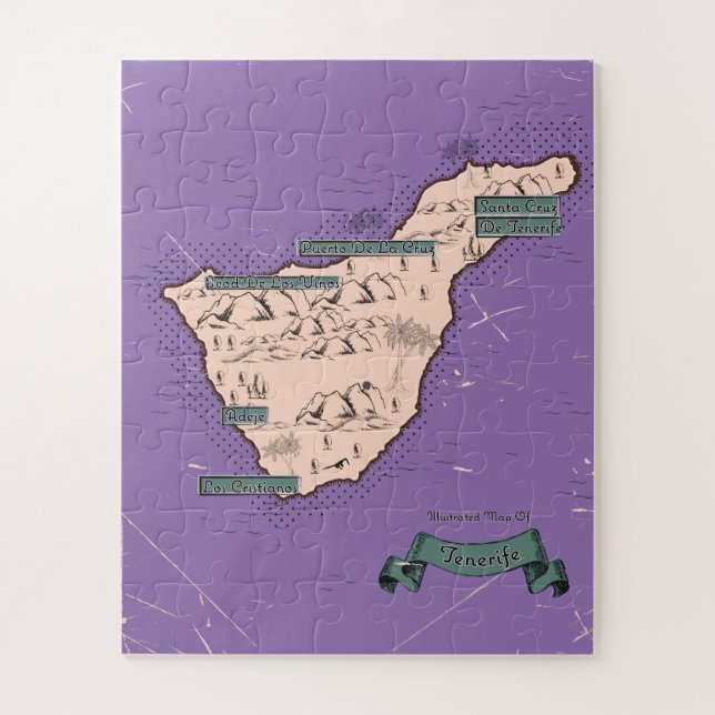 Illustrated Travel map Of Tenerife Jigsaw Puzzle (Vertical)
