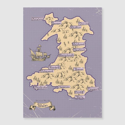 Illustrated Travel map of Wales (Front)