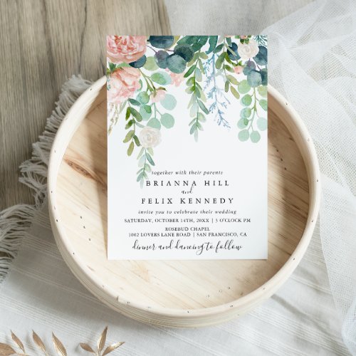 Illustrated Tropical Floral Artistic Wedding Invitation