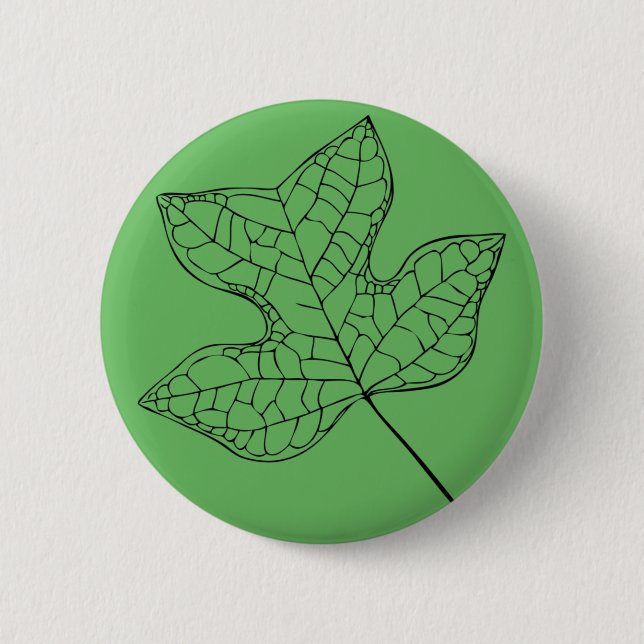 Illustrated Tulip Tree Leaf Button (Front)