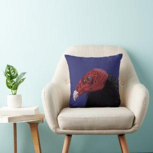 Illustrated Turkey Vulture Throw Pillow