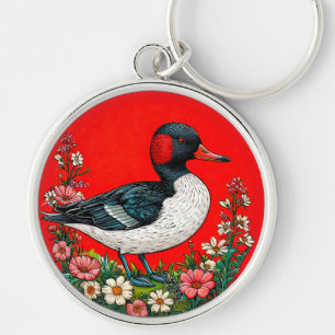 Illustrated vibrant duck keychain