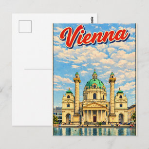 Illustrated Vienna city austria gifts Postcard