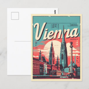Illustrated Vienna city austria gifts Postcard