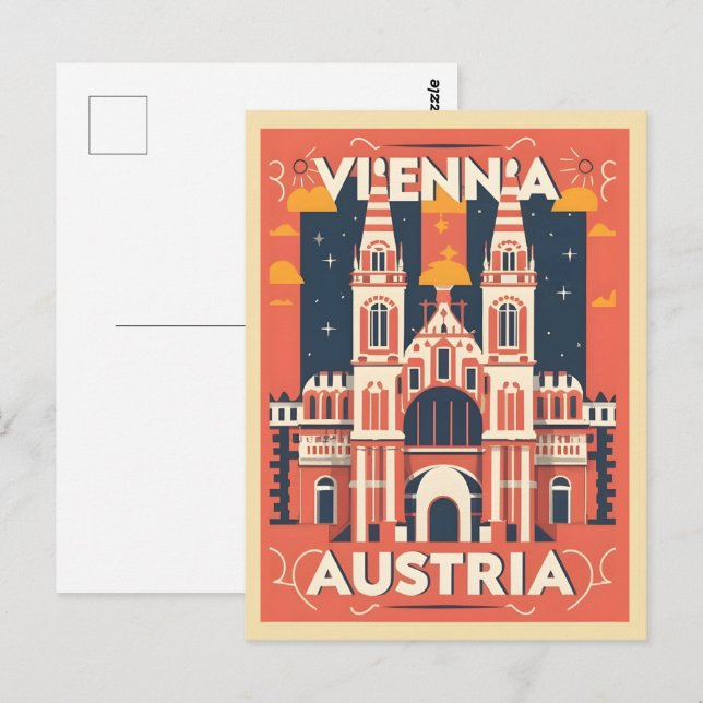 Illustrated Vienna city austria gifts  Postcard (Front/Back)