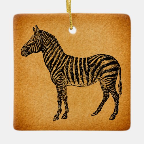 Illustrated Vintage Zebra Art Ceramic Ornament