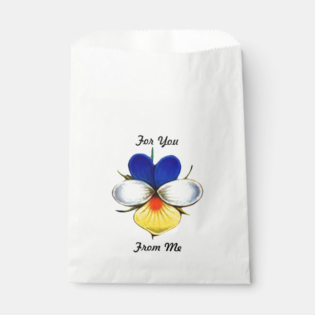 Illustrated Viola Flower w/ Custom Message Favor Bag (Front)