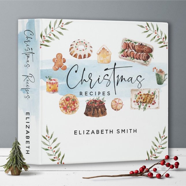 Illustrated Watercolor Christmas Recipes 3 Ring Binder (Creator Uploaded)