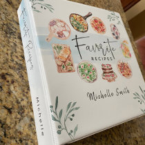 Illustrated Watercolor Favorite Recipes 3 Ring Binder