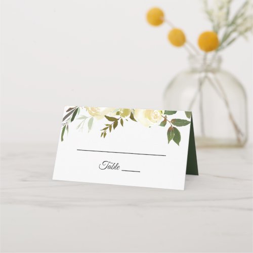 Illustrated Watercolor Floral Wedding Place Card