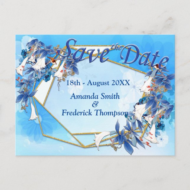 Illustrated  Watercolor  Moon-flower Announcement Postcard (Front)