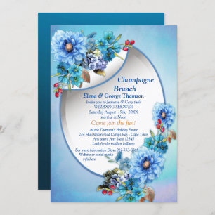 Illustrated Watercolor Moon flower Couple Shower Invitation