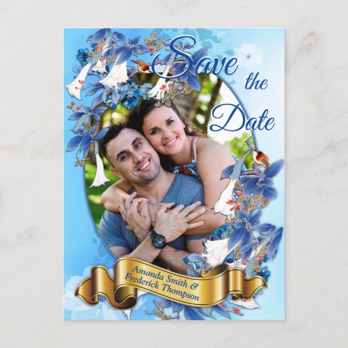 Illustrated  Watercolor  Moon_flower Save the date Announcement Postcard