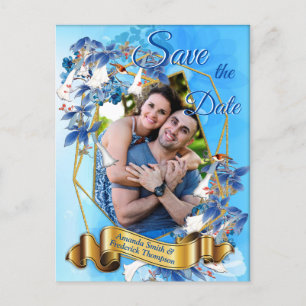 Illustrated Watercolor Moon-flower Save the date Announcement Postcard