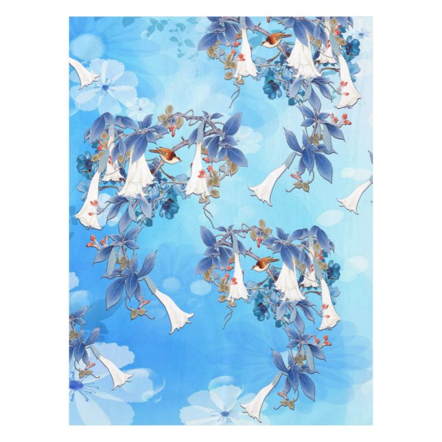 Illustrated  Watercolor Moon-flower   Tablecloth (Front)