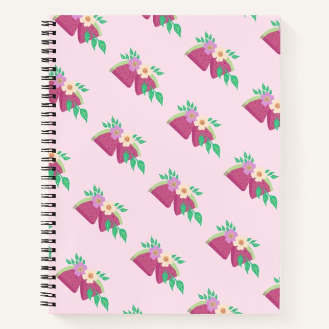 Illustrated watermelon pink fruit  notebook (Front)