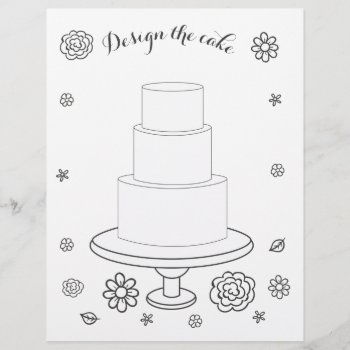 Illustrated Wedding Activity Cake Coloring Page by LaurEvansDesign at Zazzle
