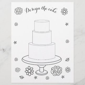 Illustrated Wedding Activity Cake Coloring Page